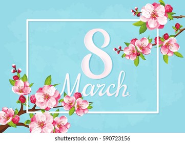 VECTOR eps 10. Big JPEG preview. Design card for Mother's day. Women international day. See more flowers in my SET. Flower blossom for Mother's Women day. Fleur card, beautiful flowers Happy easter