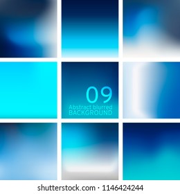 Vector EPS 10. Blue theme. Set of 9 blurred backgrounds for any business production, wallpaper, etc..