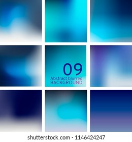 Vector EPS 10. Blue theme.  Set of 9 blurred backgrounds for any business production, wallpaper, etc..