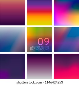 Vector EPS 10. Bright deep theme. Set of 9 blurred backgrounds for any business production, wallpaper, etc..