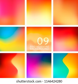 Vector EPS 10. Bright theme. Set of 9 blurred backgrounds for any business production, wallpaper, etc..