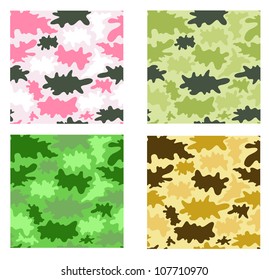 Vector eps 10 camouflage seamless pattern set. Four design variants
