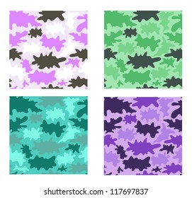 Vector eps 10 camouflage seamless pattern set. Four design variants