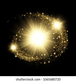 Vector eps 10 circular sparkling golden glitter banner design. Luxury decorative element