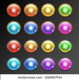 Vector eps 10 colorful glossy round web buttons collection