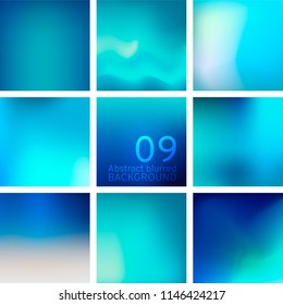 Vector EPS 10. Deep sea/ ocean. Set of 9 blurred backgrounds for any business production, wallpaper, etc..