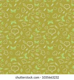 Vector. EPS 10 file. Lettering poster. Seamless. Hand drawn colorful. For greeting cards, Valentines Day, Mothers Day, Woman':s Day, wedding cards on yellow, green and white colors. Romantic phrase.