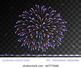 VECTOR eps 10. Glowing collection. Amazing Firework, light effects isolated and grouped. Shining elements and stars. Ready firework for Christmas and New Year. Golden Firework pink and blue lights
