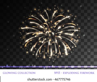 VECTOR eps 10. Glowing collection. Firework, light effects isolated and grouped. Shining elements and stars. Transparent background. Shining elements and stars. Golden Firework


