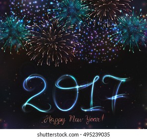 VECTOR eps 10. Glowing collection. 2017 New Year design! Shining Firework light effects isolated and grouped Gold violet white golden fireworks new year party new year celebration happy new year 2017
