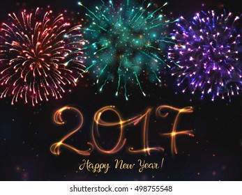 VECTOR eps 10. Glowing collection. 3 Shining emerald Fireworks.Stars light effects isolated grouped. Firework festive celebration 2017 New Year design red green colors firework spark flashlight space