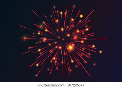 VECTOR eps 10. Glowing collection. Firework, light effects isolated and grouped. Transparent sunlight lens flare, stars. Holiday fireworks.