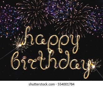 VECTOR eps 10. Glowing collection. Shining texture. Glitter Shining elements and stars. Lettering text "Happy Birthday".  Transparent Shining elements and stars. Gold, silver, violet, white colors.