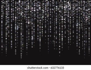 VECTOR eps 10. Glowing collection. Glitter lines and light effects isolated and grouped. Transparent on its layer. Shining elements and stars. Gold, silver, white colors. Golden silver texture, rings