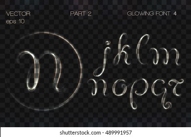 VECTOR eps 10. GLOWING METALLIC FONT. Part 2. Hand drawn alphabet j k l m n o p q r. YOU don't believe, but 12 BRUSHES INCLUDED! Neon metallic golden brushes METALLIC FONT golden silver alphabet