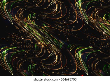 VECTOR eps 10. Glowing WAVES. Shining texture. Glitter lines, rings, circles and light effects isolated. Transparent sunlight lens flare. Shining elements and stars. Gold, silver, white colors.

