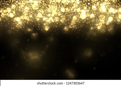 Vector eps 10 gold particles. Glowing yellow bokeh circles, sparkling golden dust abstract gold luxury background decoration