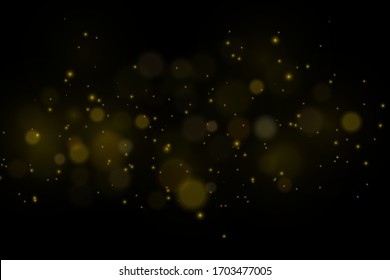 Vector eps 10 gold particles. Glowing yellow bokeh circles, sparkling golden dust abstract gold luxury background decoration