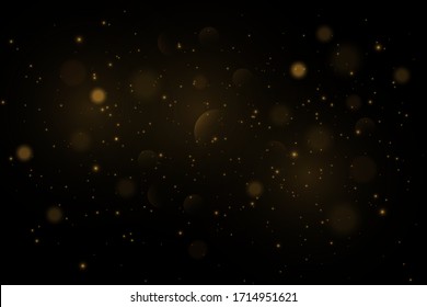 Vector eps 10 gold particles. Glowing yellow bokeh circles, sparkling golden dust abstract gold luxury background decoration