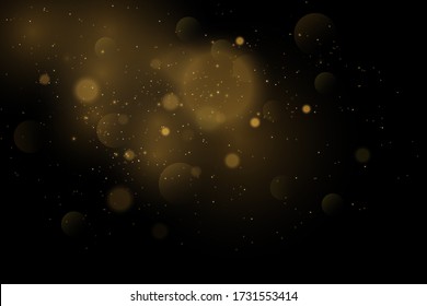 Vector eps 10 gold particles. Glowing yellow bokeh circles, sparkling golden dust abstract gold luxury background decoration