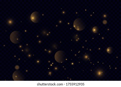 Vektor eps10 Goldpartikel. Gelbe Bokeh-Kreise, glitzernder goldener Staub abstrakter goldener luxuriöser Hintergrund-Dekoration