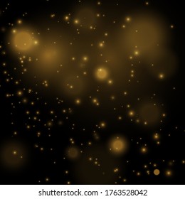 Vector eps 10 gold particles. Glowing yellow bokeh circles, sparkling golden dust abstract gold luxury background decoration