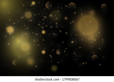 Vector eps 10 gold particles. Glowing yellow bokeh circles, sparkling golden dust abstract gold luxury background decoration