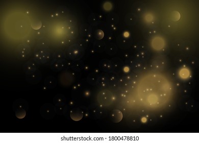 Vector eps 10 gold particles. Glowing yellow bokeh circles, sparkling golden dust abstract gold luxury background decoration
