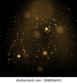 El vector capta 10 partículas de oro. Círculos de bokeh amarillos brillantes, polvo dorado brillante abstracto oro lujoso decoración de fondo