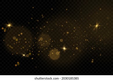 Vector eps 10 gold particles. Glowing yellow bokeh circles, sparkling golden dust abstract gold luxury background decoration