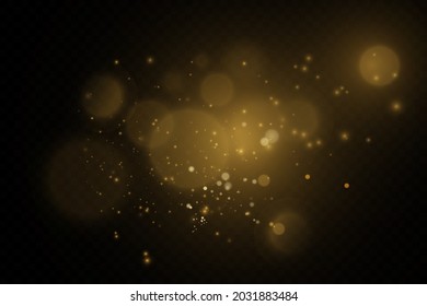 Vector eps 10 gold particles. Glowing yellow bokeh circles, sparkling golden dust abstract gold luxury background decoration