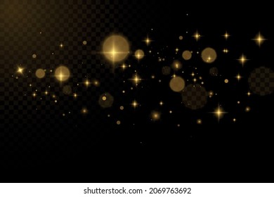 Vector eps 10 gold particles. Glowing yellow bokeh circles, sparkling golden dust abstract gold luxury background decoration