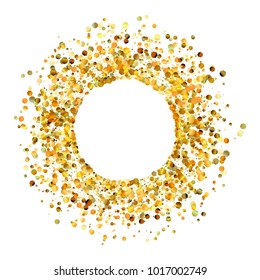 Vector eps 10 golden confetti round frame design isolated on white background