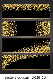 Vector eps 10 golden confetti banner set