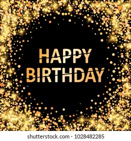 Vector eps 10 golden confetti frame happy birthday greeting card