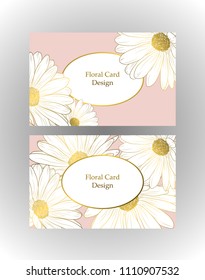 Vector eps 10 golden daisies floral card design set