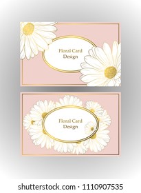 Vector eps 10 golden daisies floral card design set