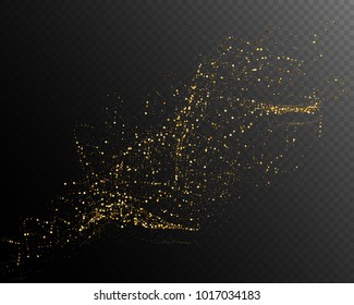 Vector Eps 10 Golden Glitter Dust Splash Isolated On Transparent Background