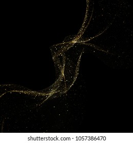 Vector eps 10 golden glitter wavy background decoration element