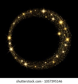 Vector eps 10 golden glitter texture sparkling round frame