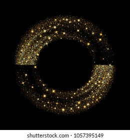 Vector eps 10 golden glitter texture sparkling round frame