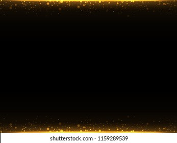 Vector eps 10 golden particles. Glowing yellow bokeh circles abstract gold luxury background