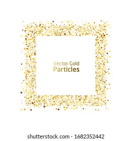 Vector eps 10 golden particles. Glowing abstract gold particle in square shape. Gold square luxury background.