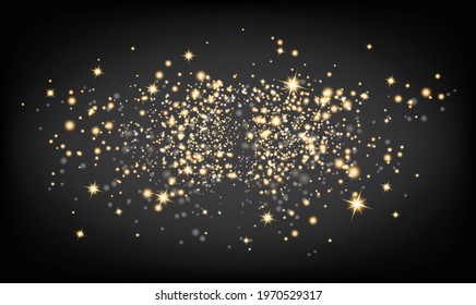 Vector eps 10 golden particles. Glowing yellow bokeh circles abstract gold luxury background