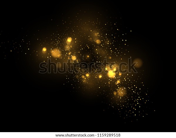 ベクター画像eps10金色のパーティクル 抽象的な金色の高級背景に輝く黄色のボケ円 のベクター画像素材 ロイヤリティフリー