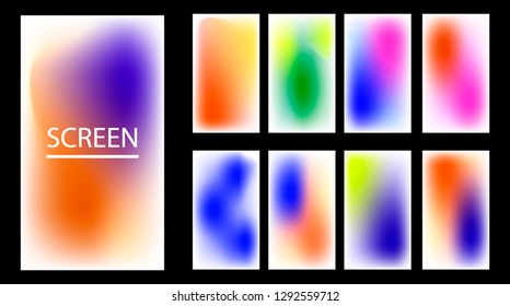 Vector EPS 10 Gradient Set. Different colors. Modern Smartphone screen, mobile app Template. Design for Wallpaper, background, banner, flyer, Social media post