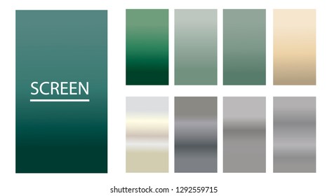 Vector EPS 10 Gradient Set. Different colors. Modern Smartphone screen, mobile app Template. Design for Wallpaper, background, banner, flyer, Social media post