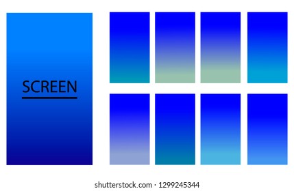 Vector EPS 10 Gradient Set. Different colors. Modern Smartphone screen, mobile app Template. Design for Wallpaper, background, banner, flyer, Social media post