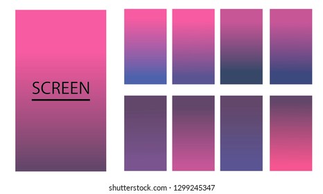 Vector EPS 10 Gradient Set. Different colors. Modern Smartphone screen, mobile app Template. Design for Wallpaper, background, banner, flyer, Social media post