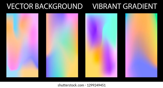 Vector EPS 10 Gradient Set. Different colors. Modern Smartphone screen, mobile app Template. Design for Wallpaper, background, banner, flyer, Social media post. 